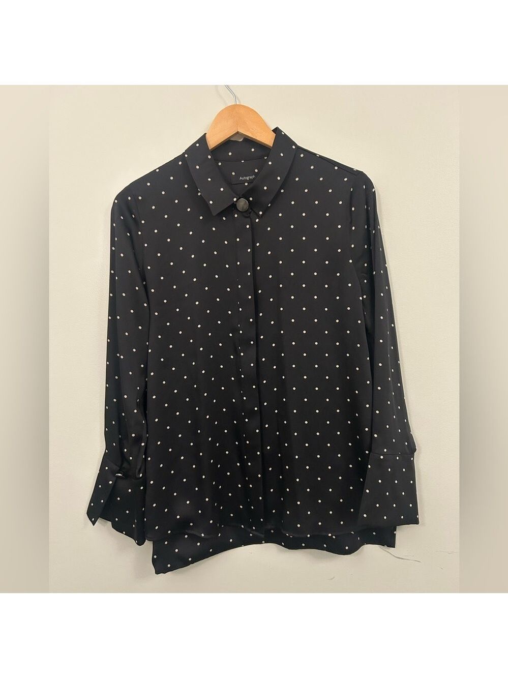 Autograph Button Up Black Polka Dot Women’s Blouse